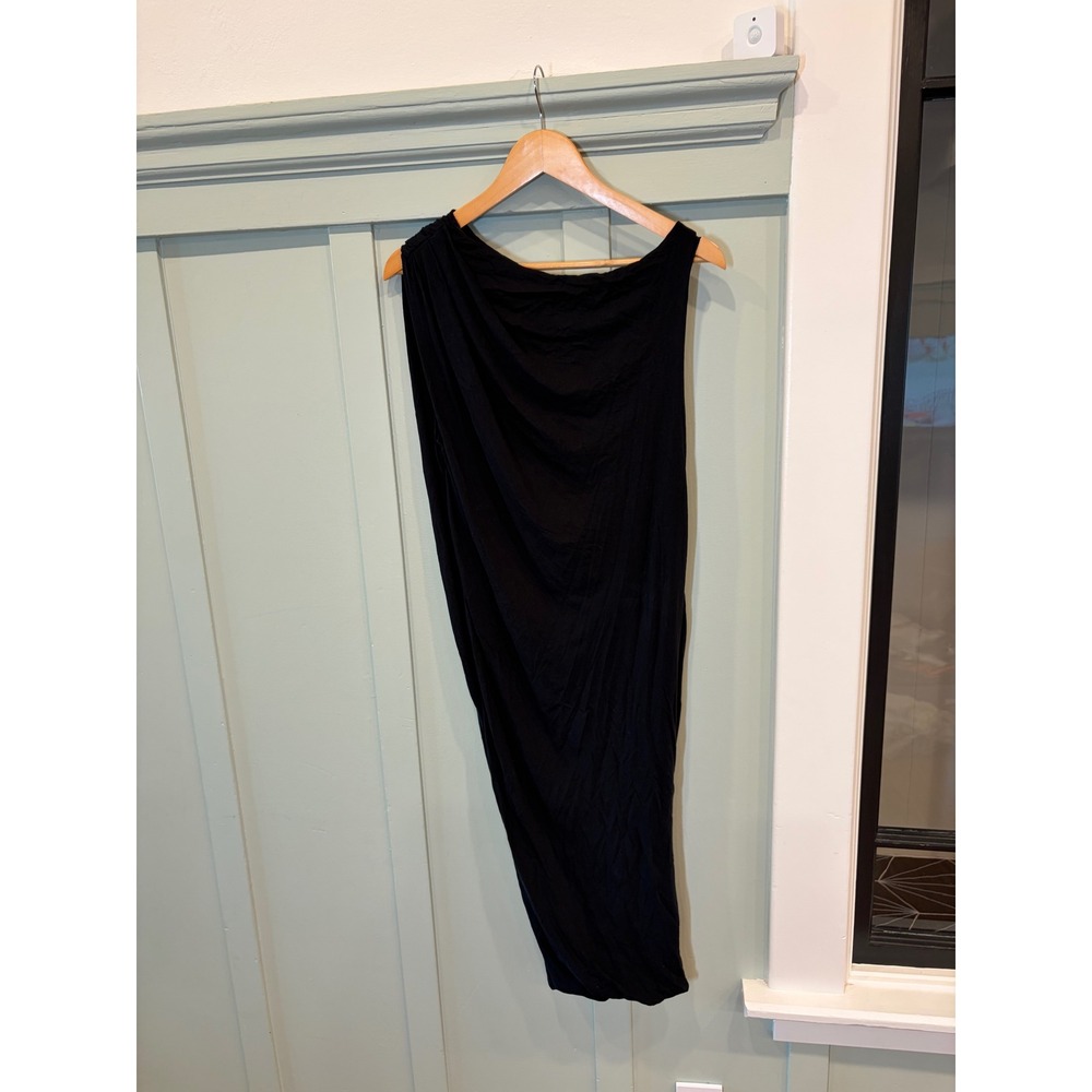 James Perse Black Draped Jersey Sleeveless Dress Cotton Minimalist Size 3 Large